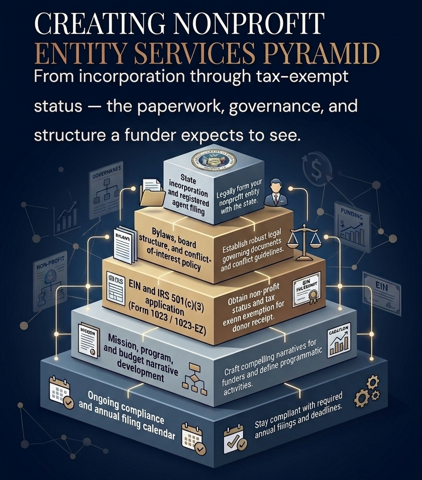 Creating Nonprofit Entity — walkthrough preview infographic